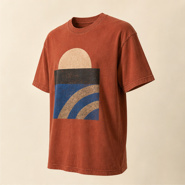 Three-quarter view of Afterglow Brick graphic tee