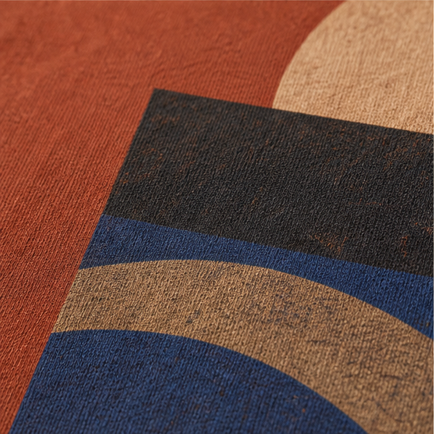 Close-up of Brick cotton texture and matte Afterglow artwork