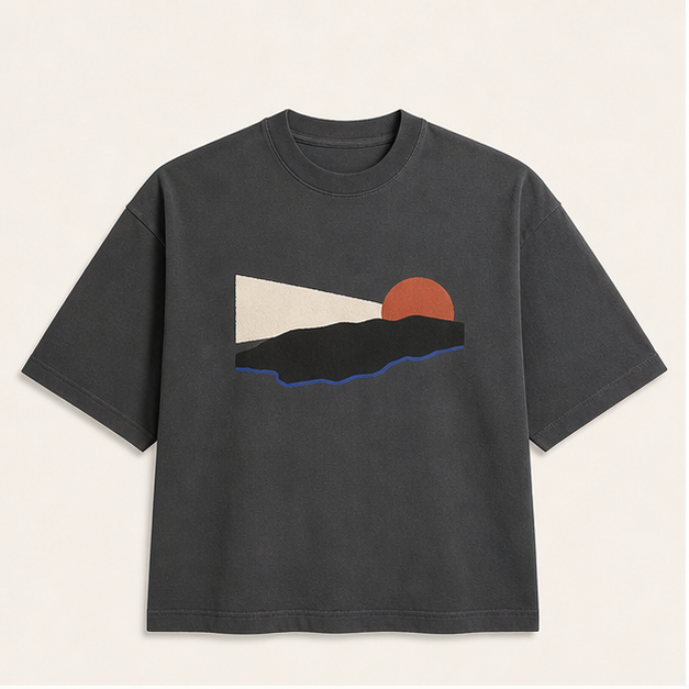 Front view of Asphalt Horizon 3010 heavyweight tee in BELLA+CANVAS Asphalt