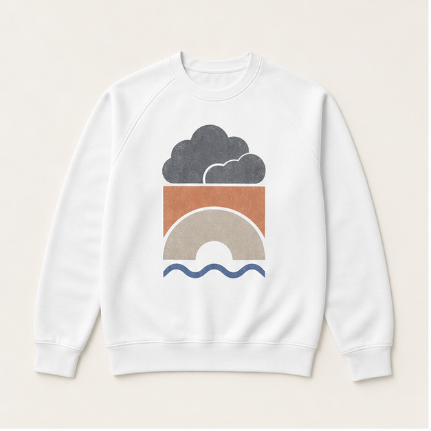 Front view of Cloud Structure 3901 raglan sweatshirt in BELLA+CANVAS White
