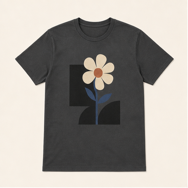 Front view of Concrete Bloom 3001 graphic tee in BELLA+CANVAS Asphalt