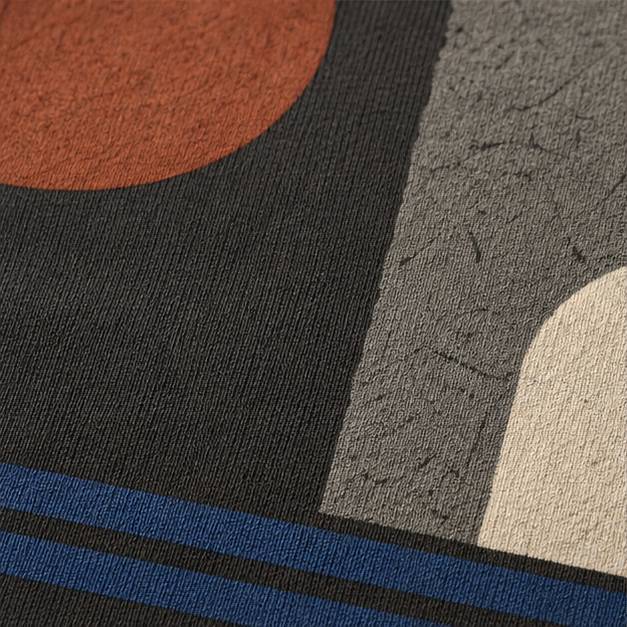 Close-up of Graphite cotton and matte Concrete Sun print