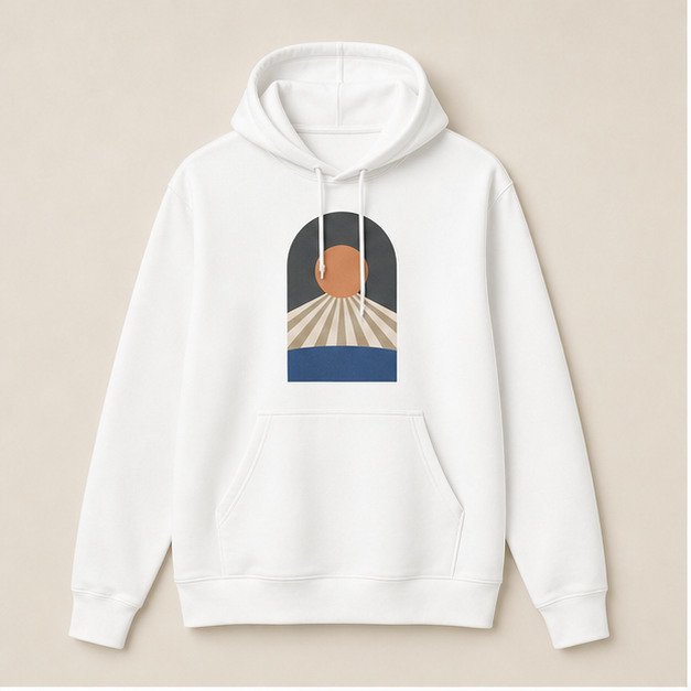 Front view of Daybreak 3719 hoodie in BELLA+CANVAS White