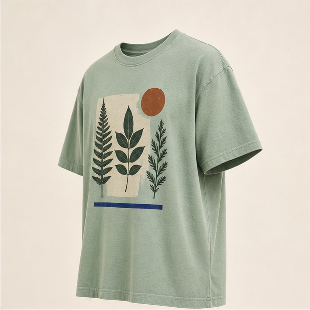 Three-quarter view of Field Notes Chalky Mint graphic tee