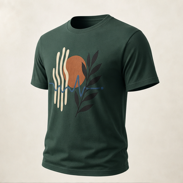 Three-quarter view of Forest Rhythm Forest 3001 tee