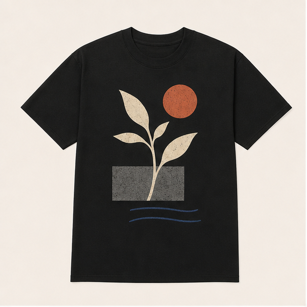 Front view of Still Growing G5000 graphic tee in Gildan Black