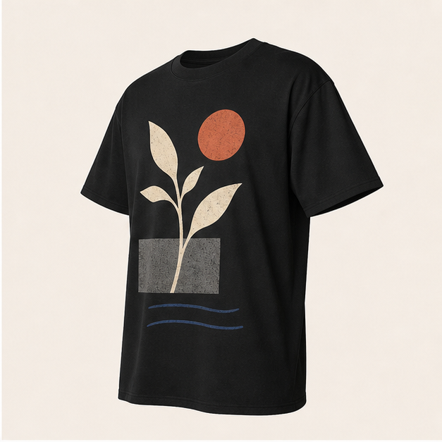 Three-quarter view of Still Growing Black G5000 tee