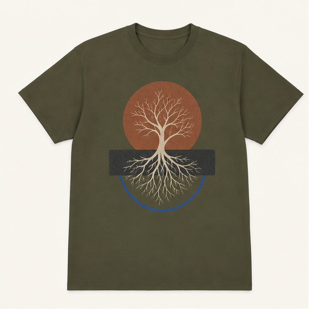 Front view of Earthbound G5000 tee in Gildan Military Green