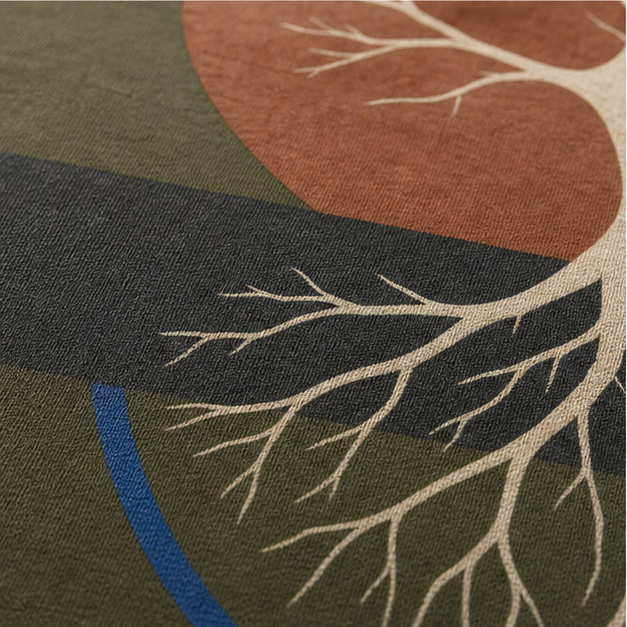Close-up of Military Green G5000 cotton and matte root print