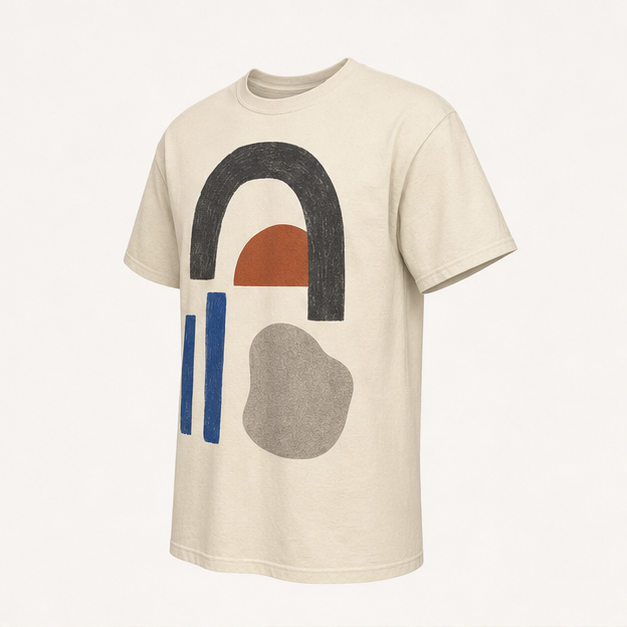 Three-quarter view of Open Form Natural G5000 tee
