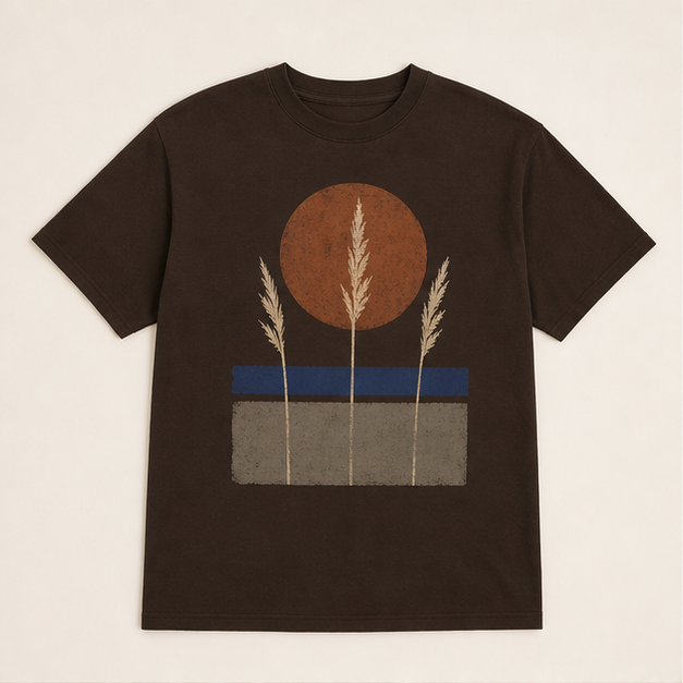 Front view of Ember Field G5000 tee in Gildan Dark Chocolate