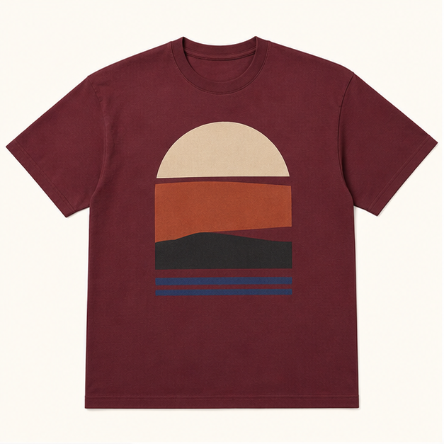 Front view of Last Light G5000 graphic tee in Gildan Maroon