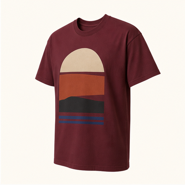 Three-quarter view of Last Light Maroon G5000 tee