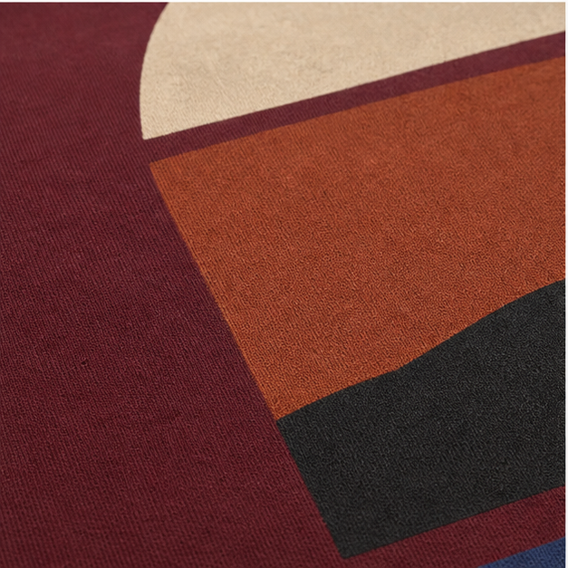 Close-up of Maroon G5000 cotton and matte sunset print