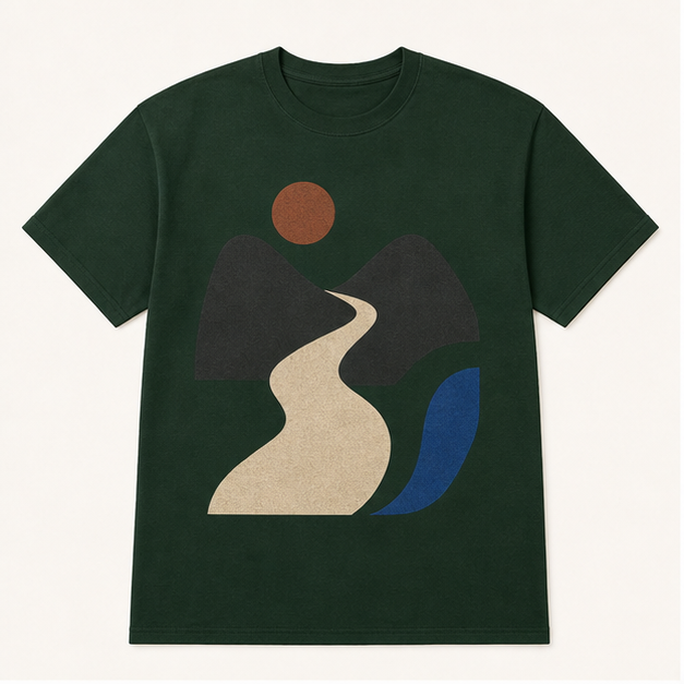 Front view of Hidden Trail G5000 tee in Gildan Forest Green