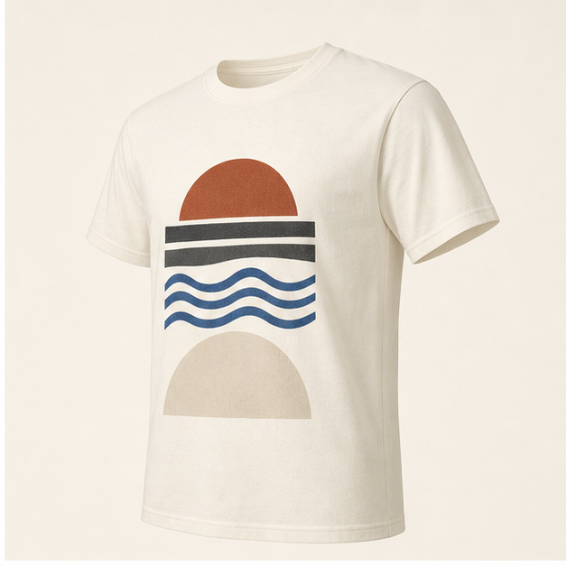 Three-quarter view of Soft Horizon White G64000 tee