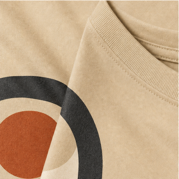 Close-up of Sand Softstyle cotton and matte sunroom print