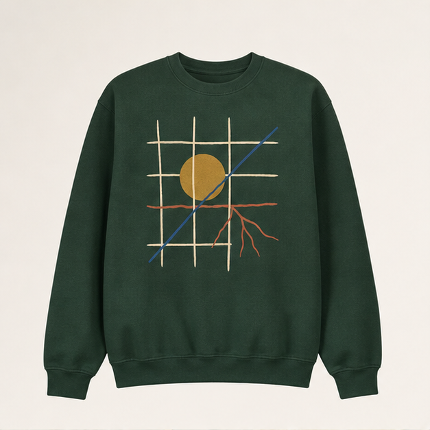 Front view of Field System G18000 crewneck in Gildan Forest Green