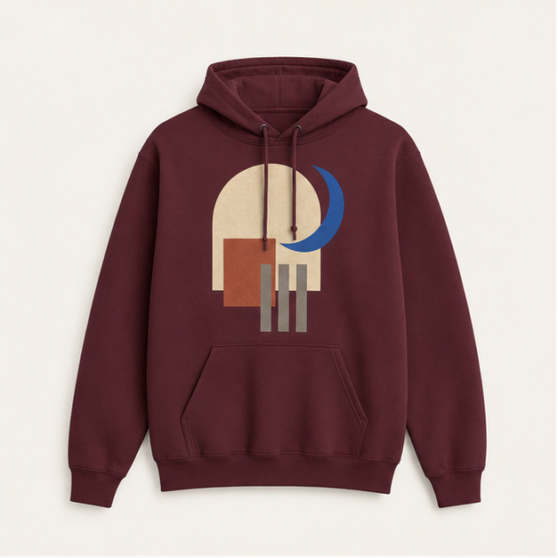 Front view of After Hours G18500 pullover hoodie in Gildan Maroon