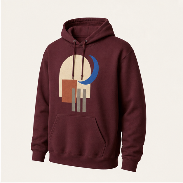 Three-quarter view of After Hours Maroon G18500 hoodie
