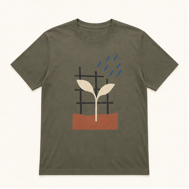 Front view of Growing Season 3001 tee in BELLA+CANVAS Army