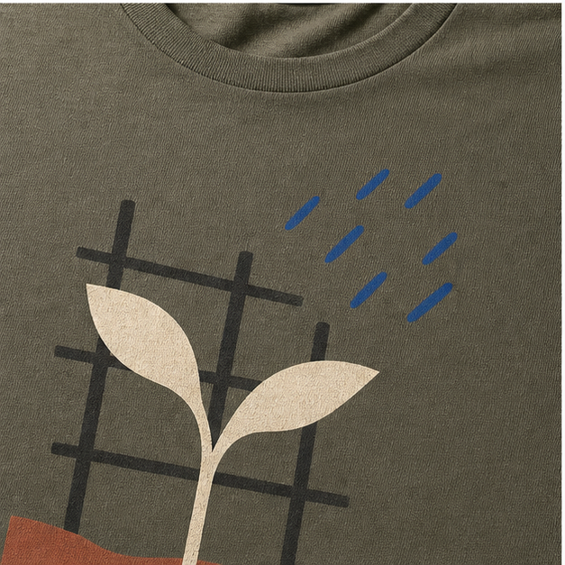 Close-up of Army Airlume cotton and matte botanical print
