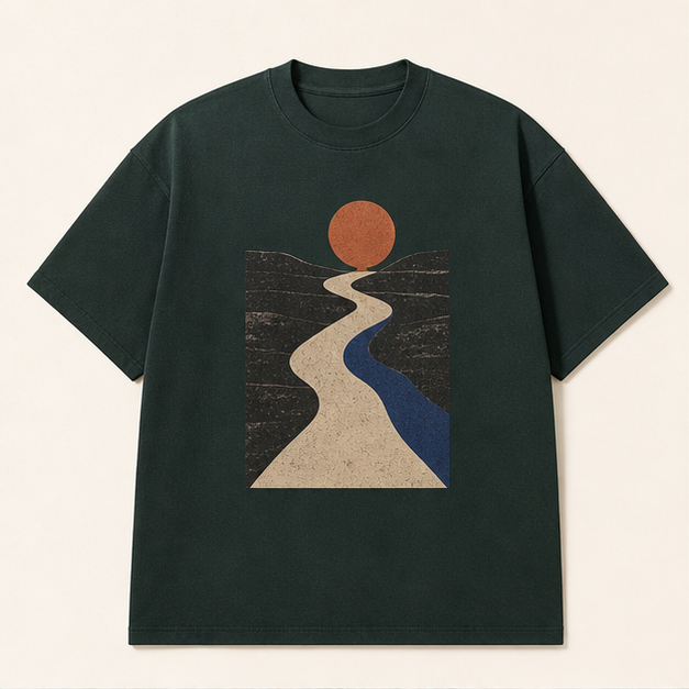 Front view of Hunter's Path 3010 heavyweight tee in BELLA+CANVAS Hunter Green