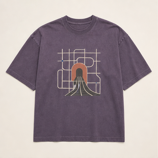 Front view of Purple Transit 3010 tee in BELLA+CANVAS Purple Storm