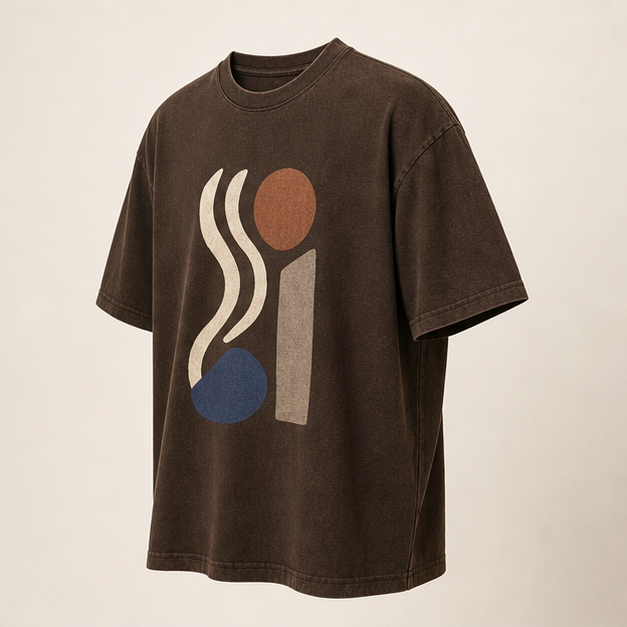 Three-quarter view of Slow Current Espresso graphic tee